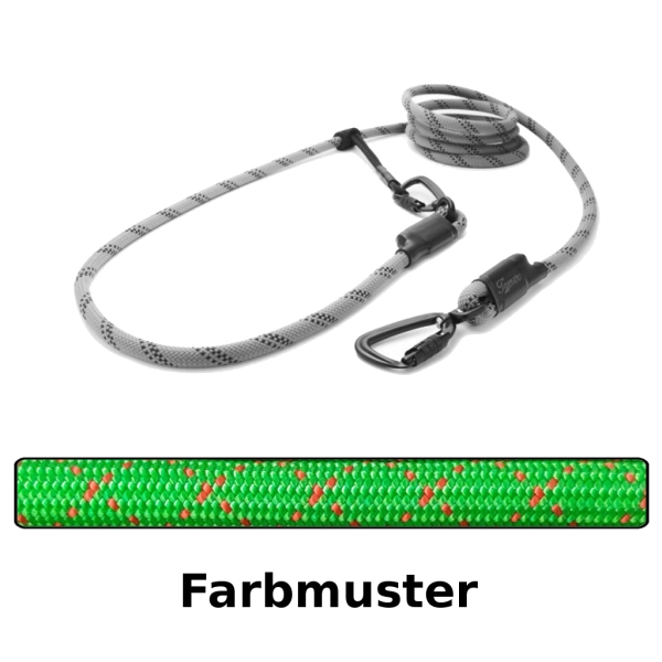 EASYLONG Hundeleine TWIST - M - 2m - grün mit roten Stichen - schmaler Ø!